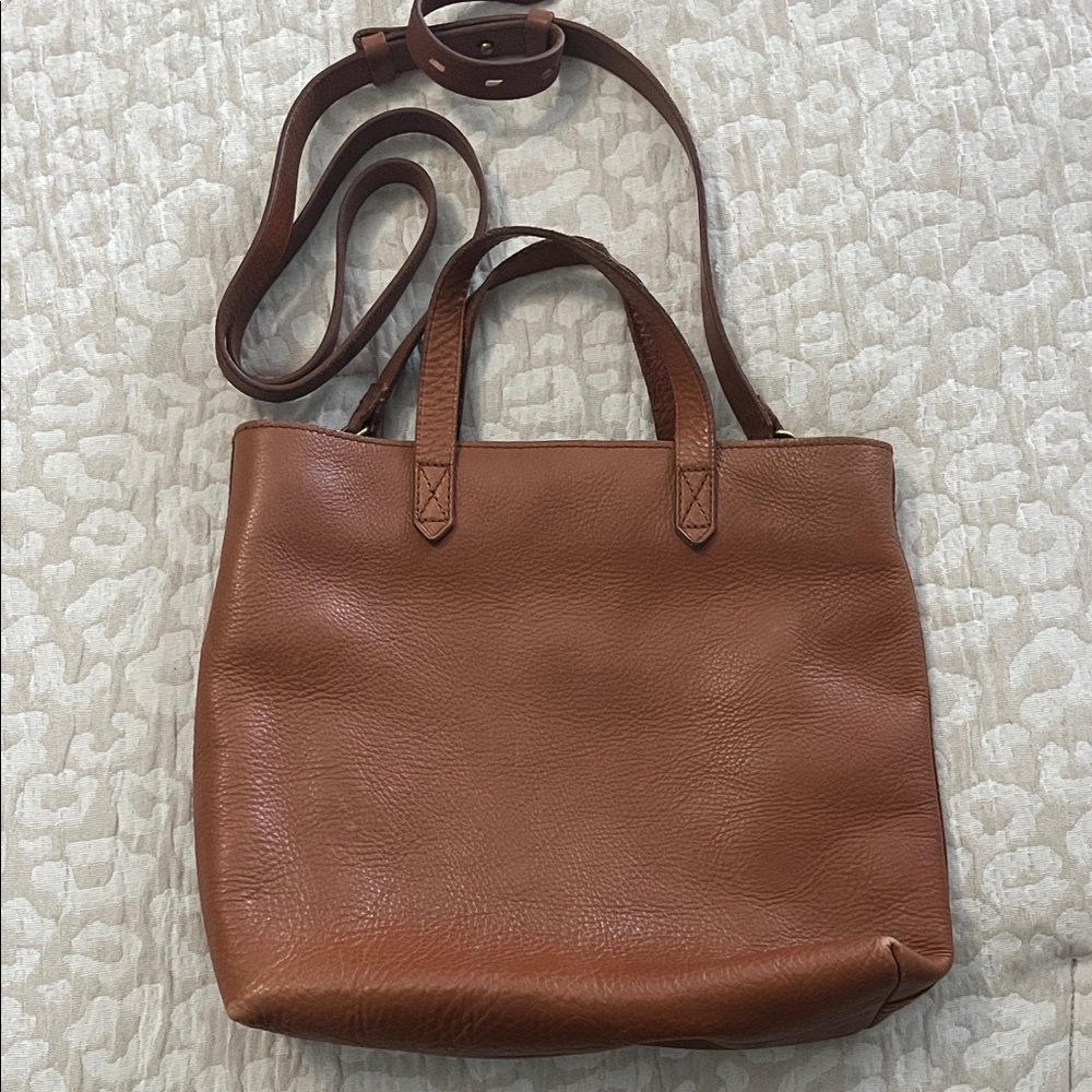 Madewell Transport Tote Leather Crossbody Bag Cognac Brown